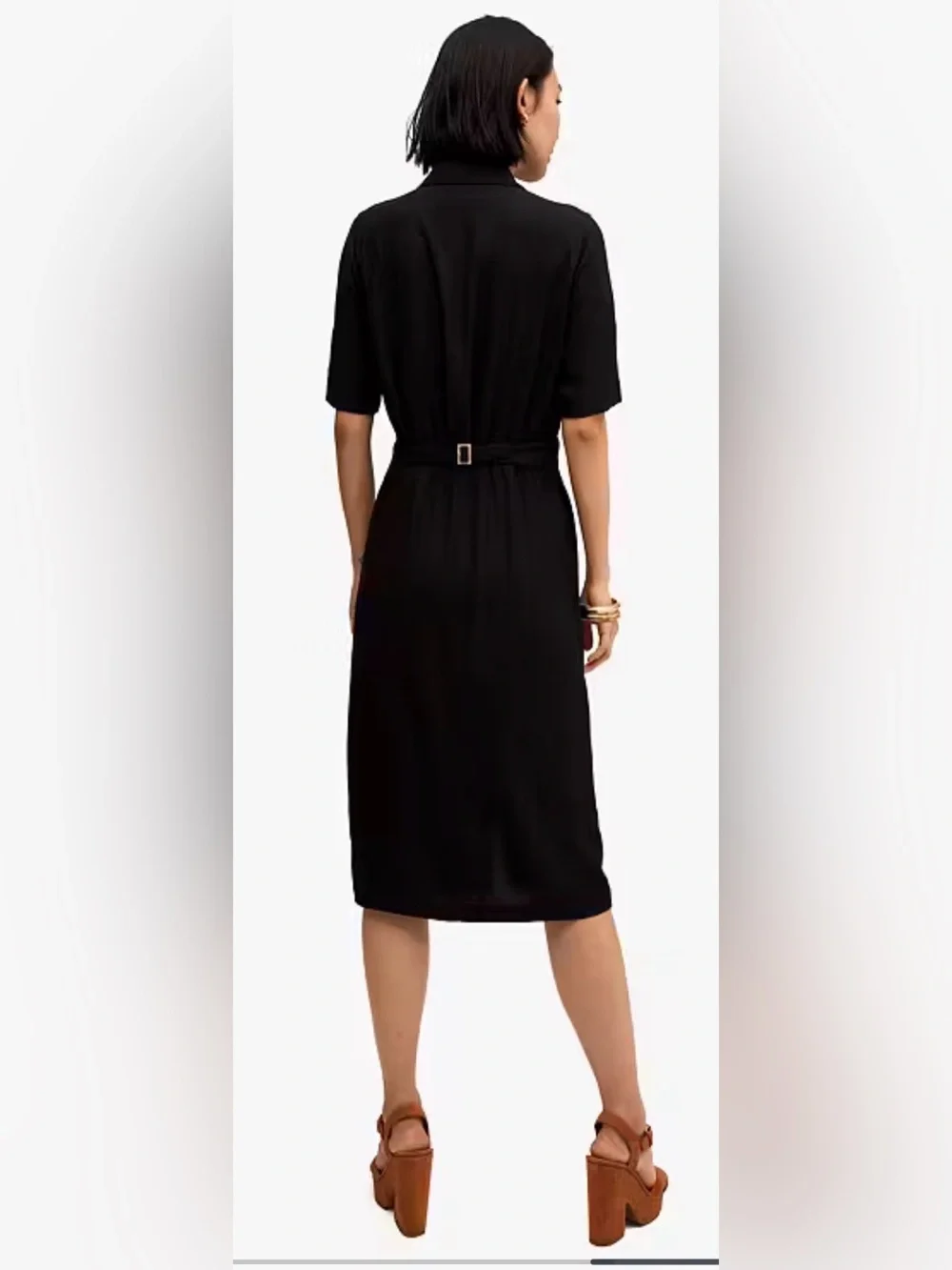 Kate Spade Black mainline ruched Button-Front Midi Dress